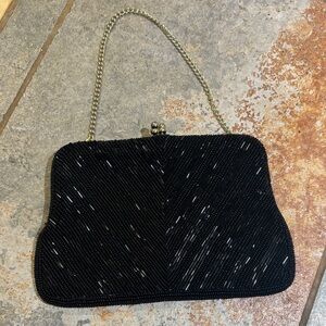 Elegant Black Beaded Evening Bag
